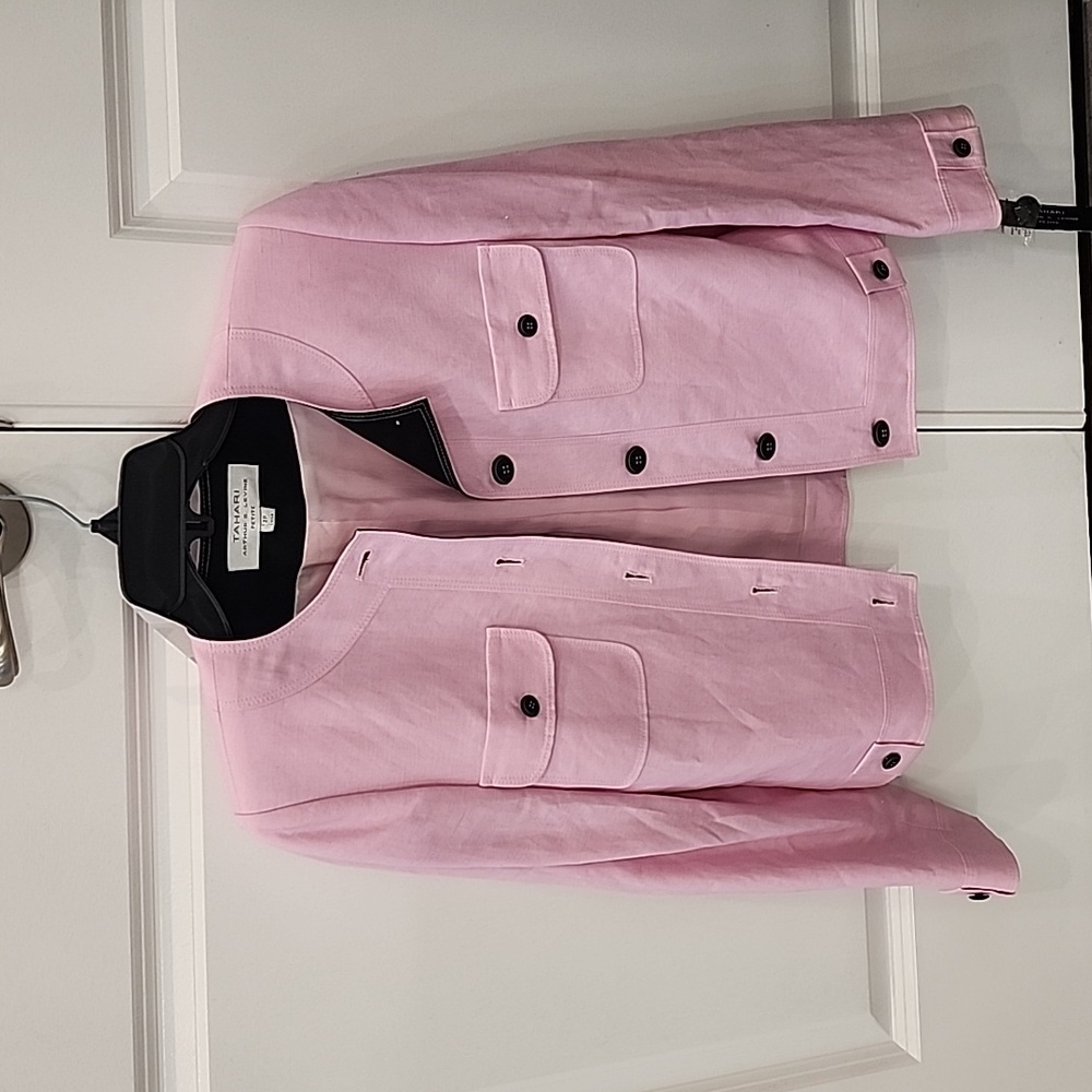 Tahari pink linen jacket